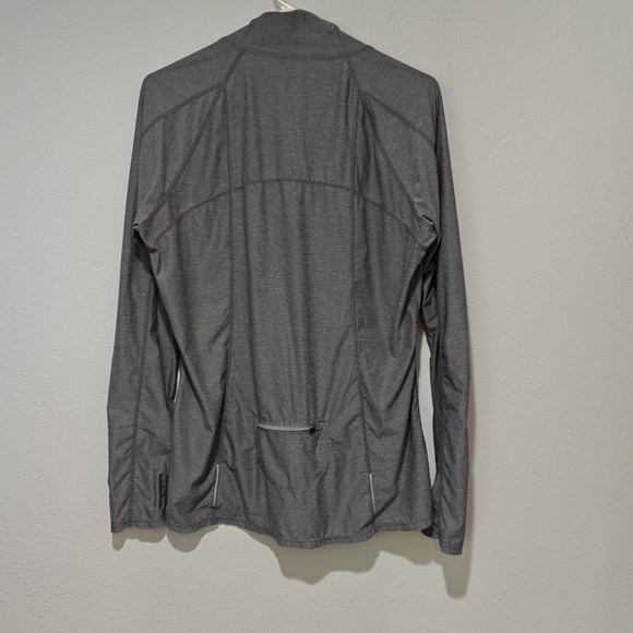 NWOT Athleta Sweater XL Pullover Gray Quarter Zip Reflectors Thumb Holes - Picture 2 of 6